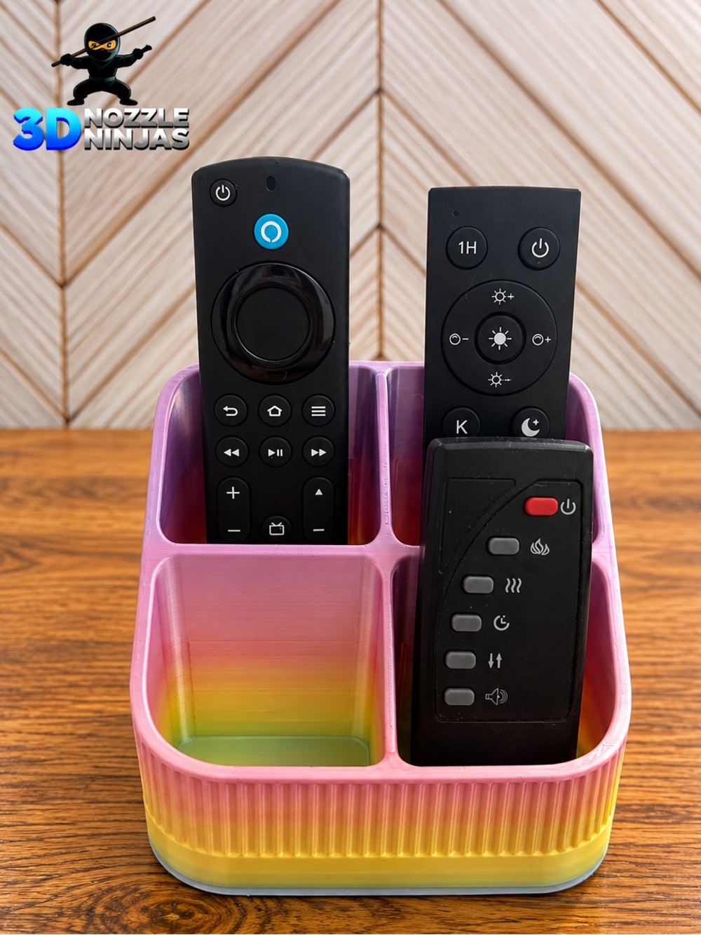 3D Handcrafted Designed Metallic Gradient Remote Control Holder Organizer